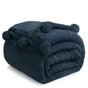 Double Sided Sherpa Blanket,Twin Size Twin(65x90 Inches) Double Navy Blue