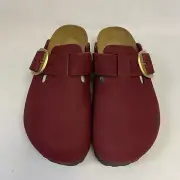 Birkenstock New w/ Box Boston Big Buckle Maroon Nubuck Regular Width Select Size