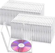 25 Pack 10.4mm CD Jewel Cases, Plastic Clear CD Cases Blank Jewel Cases Single Disc Capacity, Standard CD DVD Cover Empty CD Cases for Protection Replacement