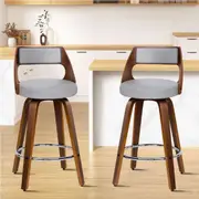 2x ALFORDSON Bar Stools Eden Fabric Grey