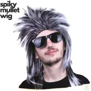 MEN'S MULLET WIG 80s Fancy Dress Mens Party Costume Spiky Hair Rock