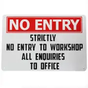 2x Warning Security Sign No Entry Workshop Enquire Office 200x300mm Metal