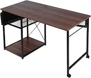 jojofuny Folding Wood Desk with Storage Compact Gaming and Writing Table for Bedroom Office Dorm Room Sturdy Construction Space Saving Design Multi Functional Use