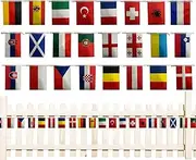 24 Countries Pennant Chain - Polyester European Pennant Bunting Flag with 24 Countries - Colorful Eurovision Decoration, Decorative Pennant Chain for Wall, Door, Tree