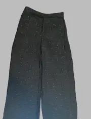 Zara Beaded Sparkle Pants Womens Medium Black Sequin Woven Wide Leg Party Dress