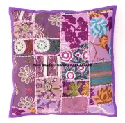 16" Indian Purple Patchwork Decorative Sofa Throw Pillow Cushion Cover Bohemian