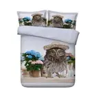 Owls Wear Hats 3D Printing Duvet Quilt Doona Covers Pillow Case Bedding Sets
