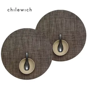 美Chilewich-籃網編織Basketweave系列 圓餐墊-38cm-亞麻棕(2入組)