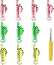 Vomika 10PCS Sewing Machine Needle Threader, Big Fish Type Needle Inserter for Small Eye Needles, Premium Plastic Automatic Simple Threaders for DIY Embroidery, with Seam Ripper