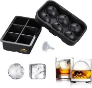 Silicone Ice Cube Trays – Set of 2 Large Ice Cube Molds + Funnel | Square Ice