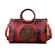 Women's Shoulder Bag Retro Handmade Embossed Bags High Quality PU Leather Messenger Bags For Female Large Capacity Handbag