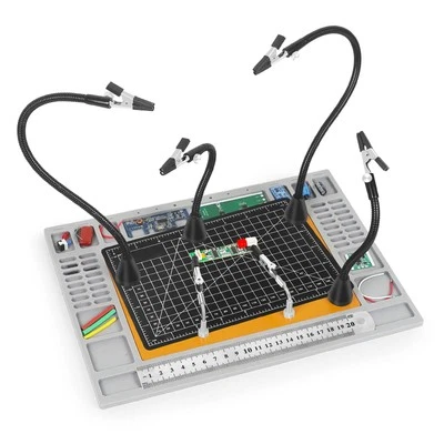 Magnetic Helping Hands Soldering Station with Large Base, Heat-Resistant Mat,...