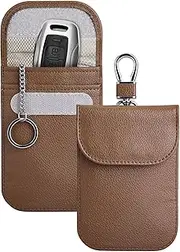 Teskyer 2 Pack Faraday Bag for Car Keys, Keyless Go Protection, Car Key Protection, Signal Blocker Bag, RFID Protection Car Key for Car Keys, Lichee Brown X 2, 13 x 9 cm