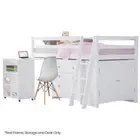 NNEDSZ KINGSTON SLUMBER Wooden Kids Single Loft Bed Frame with Pull Out Desk, St