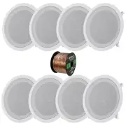 Pyle PDIC81RD 8'' 250W Max 2 Way In-Ceiling/In-Wall White Speaker (QTY 8) w/Wire