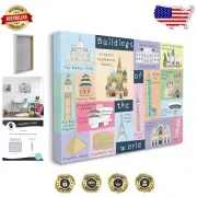 Kids Canvas Wall Art: Architectural Landmarks by Carla Daly, 24x30 Ready to Hang