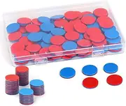 WDFCN Pack of 200 Reversible Plates Red Blue Plastic 1 Plastic Box Set Plates Math Calculation Aid Mathematics Reversible Plates Counting Chips for Children's Hands Calculation Tasks Primary School