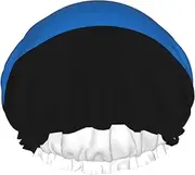 Flag Of Estonia Print Shower Cap For Women Men Reusable Lightweight Soft Bath Hair Cap With Elastic Band