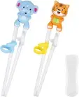 2 Pairs Kids Training Chopsticks, Cute Animal Cartoon Design Learning - Yellow