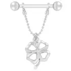Geometrical Four Leaf Clover Pendant Nipple Ring Bead Chain Piercing Body Je SD0