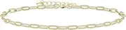 [Generic] 18K Gold Plated Link Chain Anklets for Women | Anklets with Cubic Zirconia Station Charms Beaded Snake Mariner Chains