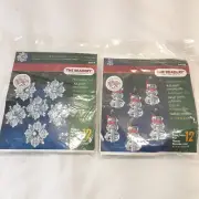 Lot of 2 The Beadery Holiday Beaded Ornament Kits Snowflakes 5977 & Snowmen 5978