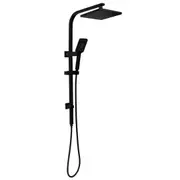 ACA WELS Square 8'' ABS Plastic Rainfall Shower Head 3-MODE Handheld Set Gooseneck Arm Wall Rail Diverter Black