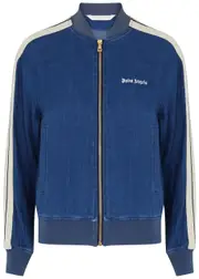 Palm Angels Striped Chambray Bomber Jacket - Indigo - S (UK8-10 / S) S (UK8-10 / S)