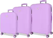 [MOVOM] Riga Suitcase Set Purple 55/70/80 cm Rigid ABS Closure TSA 216L 10.9 kg 4 Wheels Double Luggage Hand Luggage, Berry