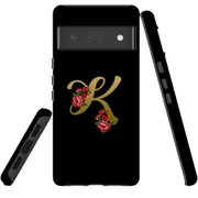 For Google Pixel 6 Pro Case Tough Protective Cover Embellished Letter K