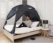 BESTEN Floorless Indoor Privacy Tent on Bed for Warm and Cozy Sleep Inside Drafty Room, Polyester & Polyester Blend, Charcoal(cp), Twin