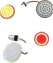2 inch Bullet Turn Signal 1157 Amber/Red LED Inserts light Front and Rear Lamp Compatible With Touring Sportster(Red Rear Light)