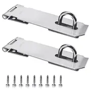 2Pcs Stainless Steel Gate Lock Hasp, Safety Packlock Clasp Hasp 5inch-Silver