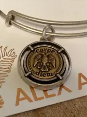 NEW Alex and Ani "CARPE DIEM" Two-Tone Silver Adjustable Bracelet with Tag