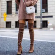 Stuart Weitzman Highland Over the Knee Taupe Suede Boots Womens 8.5 OTK