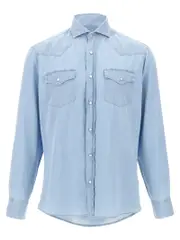 [Brunello Cucinelli] Brunello Cucinelli-Denim Shirt Camicie Celeste-Uomo M Light Blue