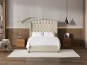 My Style Winged Headboard & Slimline Base - Double / Batiste Nougat / Standard Base