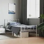 Bed Furniture Metal Bed Frame Without Mattress with Footboard White 107x203 cm King Single