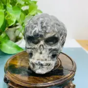 873g Natural Crystal Jade Hand Carved Quartz Skull Medium Energy Reiki Healing