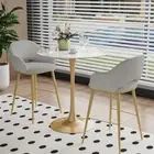 Round Sintered Stone Table Bar Height Home Bistro Pub Table with Tulip Shape Leg