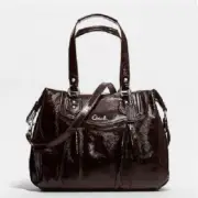 NWT COACH ASHLEY MAHOGANY PATENT LEATHER SHOULDER HAND BAG 20451 CROSSBODY PURSE