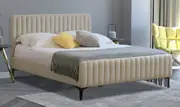 Modern Classic Alissa Queen Fabric Bed Frame White Oak with Black Legs