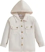 [Generic] Girl Front Button Jacket Small Spring Fall Long Sleeve Hooded Casual Cardigan Top Jackets 4t Girls Ski Coat