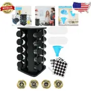 Compact 360-Degree Spice Rack Organizer with 20 Jars & Labels for Quick Access