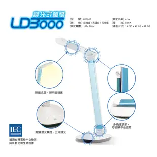 【3M】58度 調光式博視燈 LD3000 檯燈 護眼 抗藍光 抗UV 防眩光 多色