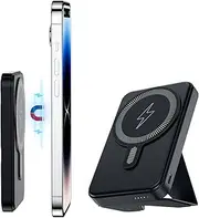 Magnetic Power Bank, 5000mAh Foldable Kickstand Magnetic Wireless Portable Charger，for Battery Pack- and USB-C for iPhone 15 14/13/12 Series
