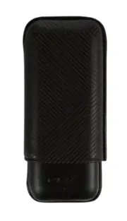 Davidoff Black Leather Leaf Pattern Double Cigar Case / Pouch 105582