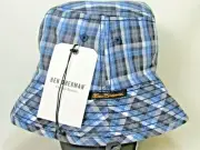 Ben Sherman Men's Bucket Hat BS4203 NAVY Plaid Reversible L/XL BLUE WHITE GREY