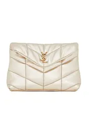 Saint Laurent Puffer Small Pouch in Quilted Lamé Leather