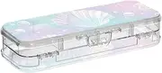 Yoogain Colored Pearl Scallops Plastic Pencil Box Clear Double Layer Hard Pens Case Boxes For Stationery With Snap Lid